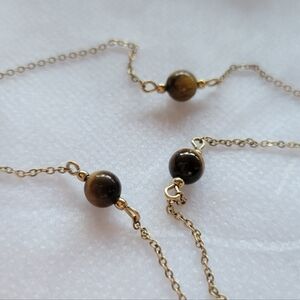 Vintage 12k GF Gold and Brown Tiger Eye Beaded Necklace